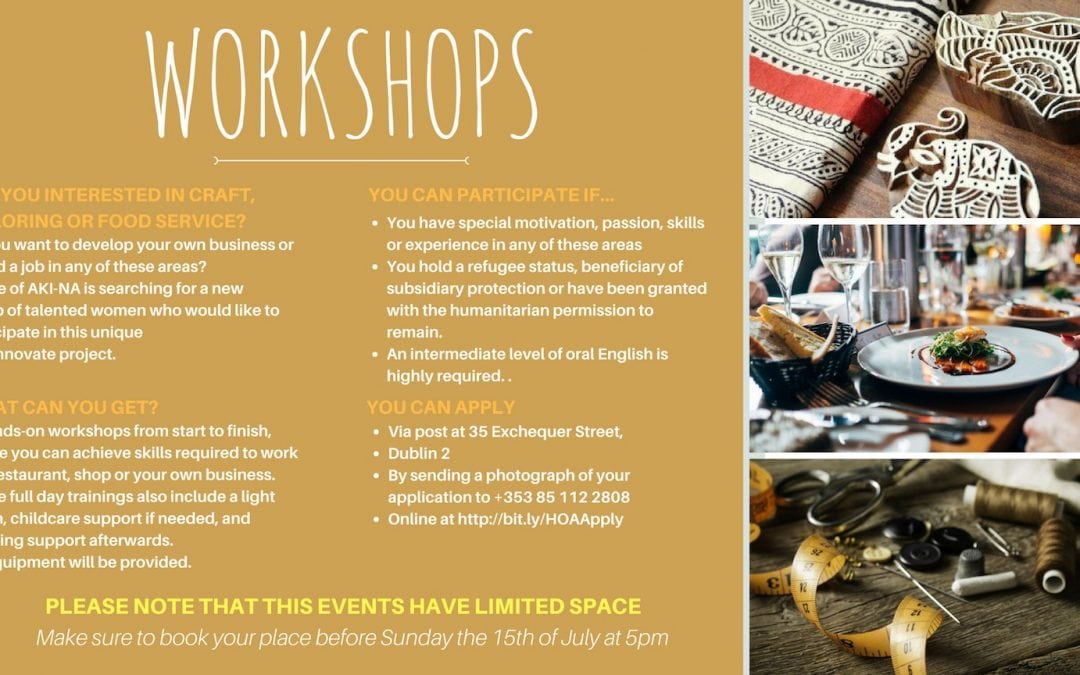FREE TAILORING, CRAFT AND FOOD SERVICE TRAINING FOR REFUGEE WOMEN!!