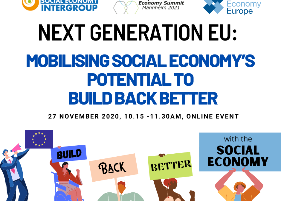 Save the date 27/11- Next Generation EU: Mobilising social economy’s potential to #BuildBackBetter